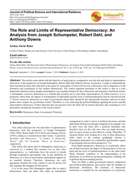 An Analysis from Joseph Schumpeter, Robert Dahl, and Anthony Downs