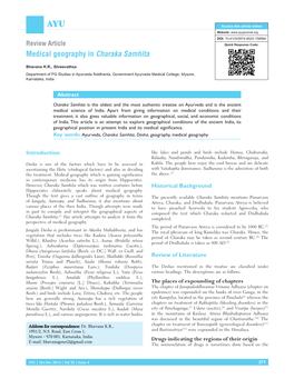 Medical Geography in Charaka Samhita