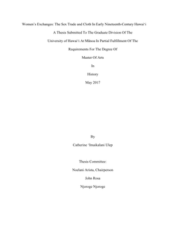 The Sex Trade and Cloth in Early Nineteenth-Century Hawai'i A