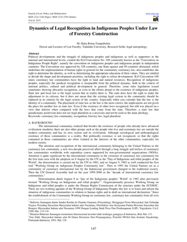 Dynamics of Legal Recognition in Indigenous Peoples Under Law of Forestry Construction