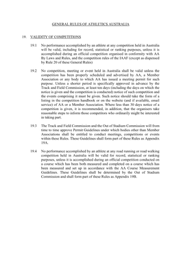 General Rules of Athletics Australia