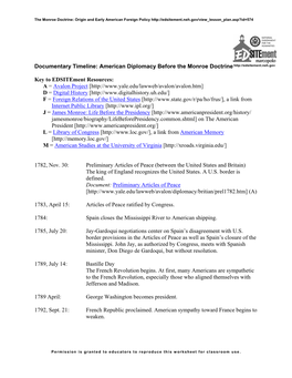 Documentary Timeline: American Diplomacy Before the Monroe Doctrine