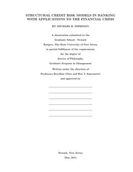 Structural Credit Risk Models in Banking with Applications to the Financial Crisis