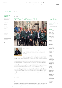 BSW Blog 22Nd October 2019 Newsletter News