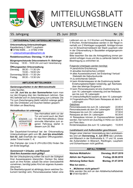 Mitteilungsblatt Untersulmetingen