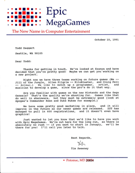 Letter 2 and Epic Megagames Information Packet