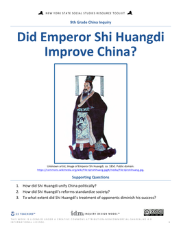 Did Emperor Shi Huangdi Improve China?