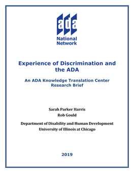 Experience of Discrimination and the ADA