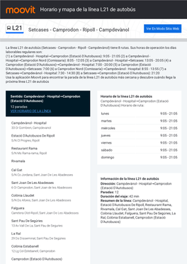 Horario Y Mapa De La Ruta L21 De Autobús