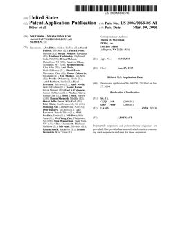 (12) Patent Application Publication (10) Pub. No.: US 2006/0068405 A1 Diber Et Al