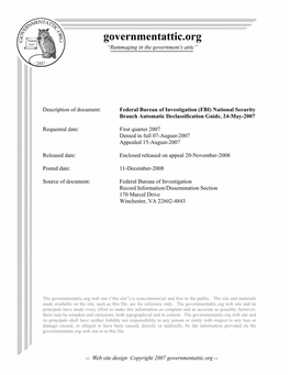 FBI Automatic Declassification Guide, 24-May-2007