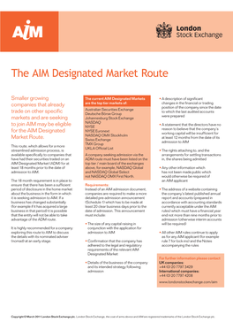 The AIM Designated Market Route