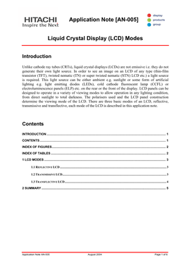 Application Note [AN-005] Liquid Crystal Display (LCD) Modes