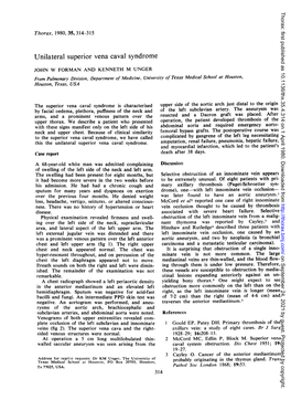 Unilateral Superior Vena Caval Syndrome