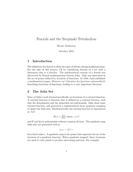 Fractals and the Sierpinski Tetrahedron