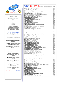 SIBC Cool Yule 9 Ppw (Artist Alphabetical) Year