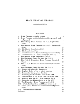 Trace Formulae for Sl(2,R)