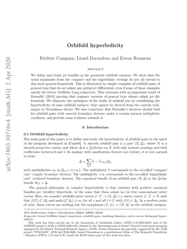 Orbifold Hyperbolicity