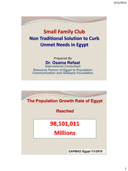 Egypt Experience to Reduce Unmet Needs for Family Planning