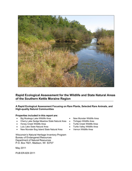 Rapid Ecological Assessment for the Wildlife and State Natural Areas of the Southern Kettle Moraine Region