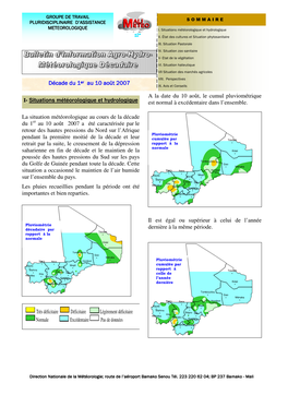 La Situation Météorologique Au Cours De La Décade Du 1 Au 10 Août 2007