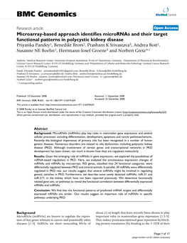 Microarray-Based Approach Identifies Micrornas and Their Target