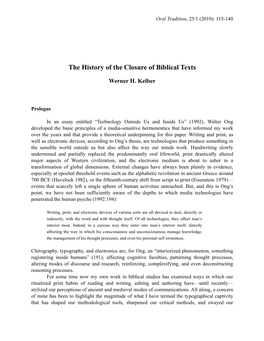 The History of the Closure of Biblical Texts
