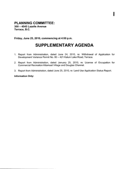 Supplementary Agenda