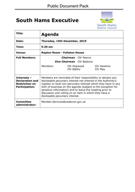 (Public Pack)Agenda Document for South Hams Executive, 19/12/2019