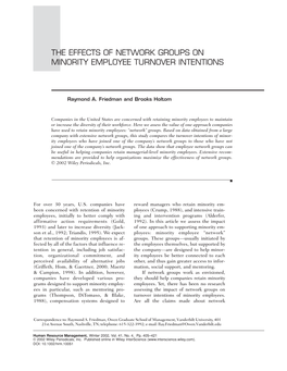 The Effects of Network Groups on Minority Employee Turnover Intentions