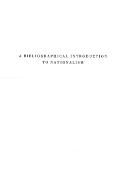 A Bibliographical Introduction to Nationalism 11-(-164