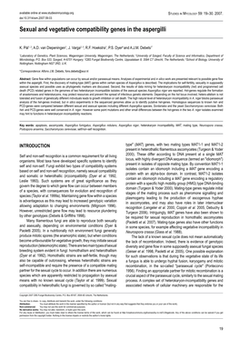 Sexual and Vegetative Compatibility Genes in the Aspergilli