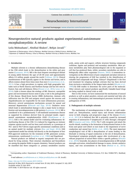 Neuroprotective Natural Products Against Experimental Autoimmune Encephalomyelitis: a Review T