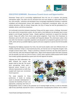 EXECUTIVE SUMMARY: Downtown Transit Assets and Opportunities