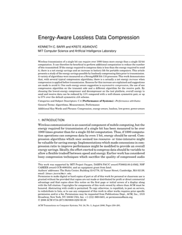 Energy-Aware Lossless Data Compression