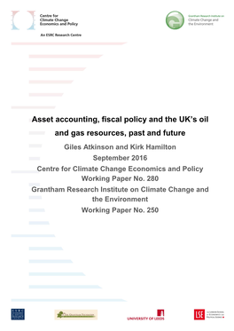 Asset Accounting, Fiscal Policy and the UK's Oil And