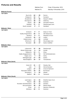 Fixtures and Results