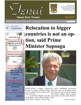 Tion, Said Prime Minister Sopoaga