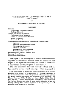 The Perception of Consonance and Dissonance by Constantine Frithiof Malmberg