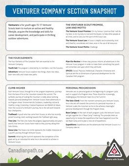 Venturer Company Section Snapshot