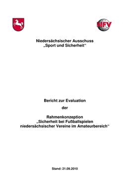 „Sport Und Sicherheit“ Bericht Zur Evaluation Der Rahmenkonzeption