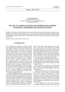 The Use of European Funds for Tourism Development in Coastal Communes on the Baltic Coast