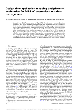 Design-Time Application Mapping and Platform Exploration for MP-Soc Customised Run-Time Management