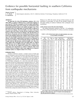 Evidence for Possible Horizontal Faulting in Southern California from Earthquake Mechanisms