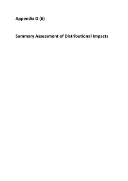 Summary Assessment of Distributional Impacts Summary Assessment of Distributional Impacts