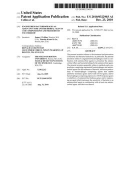 (12) Patent Application Publication (10) Pub. No.: US 2010/0322903A1 Collins Et Al