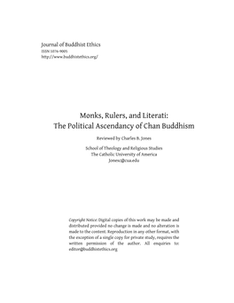 Review of Monks, Rulers and Literati: the Political Ascendancy of Chan