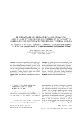 El Hallazgo De Los Restos Parciales De Una Cueva Artificial De Enterramiento Calcolítico En El Yacimiento Arqueológico De Getsemaní-Cerro Del Ojo (Pedrera, Sevilla)