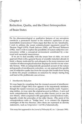 Chapter 3 Reduction, Qualia, and the Direct Introspection of Brain States