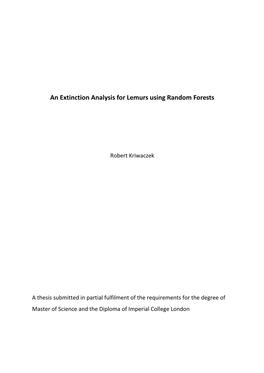 An Extinction Analysis for Lemurs Using Random Forests